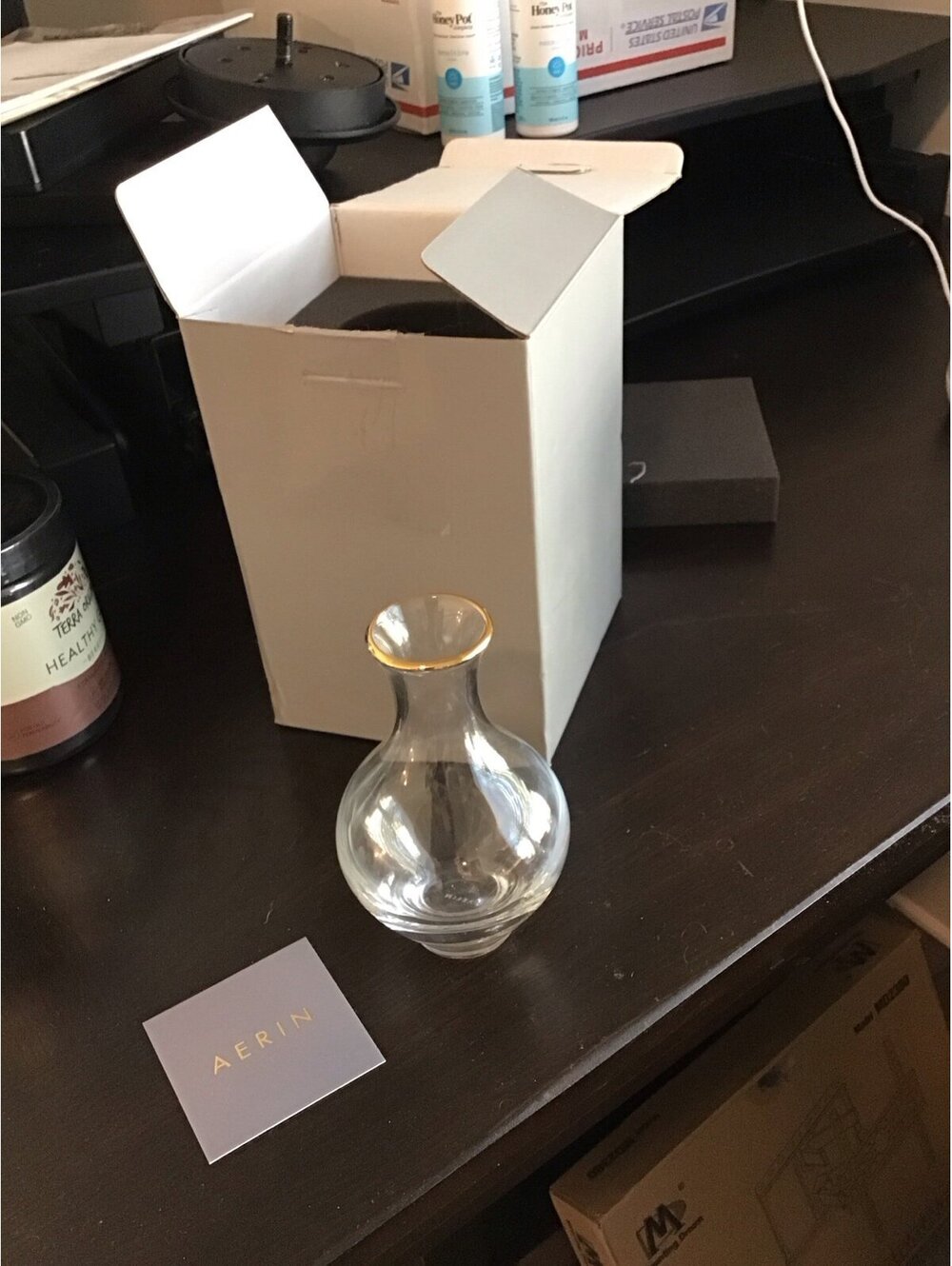 Aerin Sancia baluster glass vase, new in box